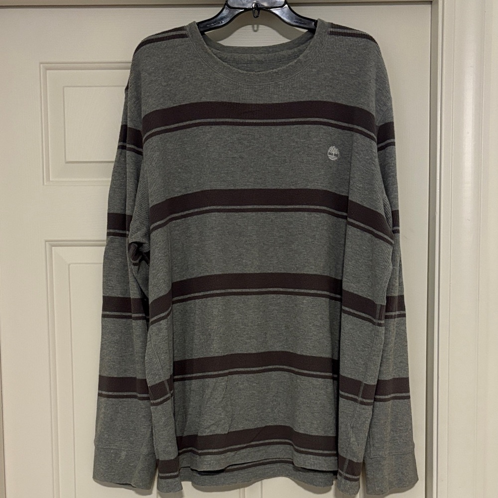 Timberland Gray and Brown Long Sleeve Shirt